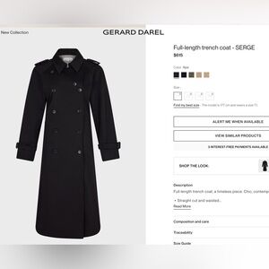 Gerard Darel Noir Double-Breasted Trench Coat